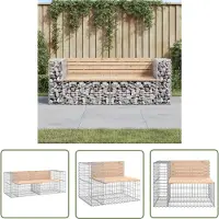The Living Store Gartenbank aus Gabionen 184x71x65,5 cm Massivholz Kiefer