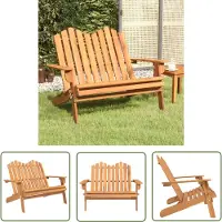 The Living Store Adirondack-Gartenbank mit Kissen 126 cm Massivholz Akazie
