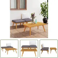 The Living Store 3-tlg. Garten-Lounge-Set mit Kissen Massivholz Akazie