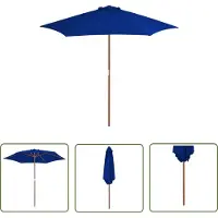 The Living Store Sonnenschirm mit Holzmast Blau 270 cm