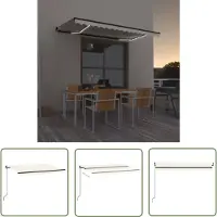 The Living Store Markise Manuell Einziehbar mit LED 400x350 cm Creme