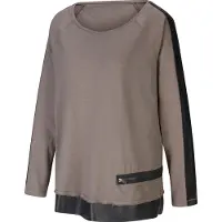 HEINE T-Shirt "Shirt Langarmshirt mit Lederimitat-Details", Damen, Gr. 44, braun (taupe), Casual, Rundhals, Shirts T-Shirt