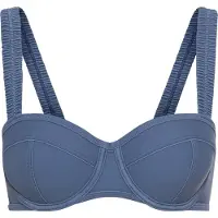 LASCANA Bügel-Bikini-Top "Gina", Damen, Gr. 48, Cup D, blau (rauchblau), Recycling-Polyamid, unifarben, Bikini-Oberteile Bügel-Bikini-Top, mit gerafften Trägern