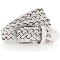 Tamaris Flechtgürtel "Chaya Silver", Damen, Gr. 80, weiß, Rindsleder, Flechtoptik, Gürtel Flechtgürtel, individuell verstellbar