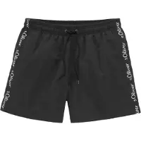 s.Oliver Badeshorts , Herren, Gr. XXL (58/60), N-Gr, schwarz, Recycling-Polyester, unifarben, Badehosen Badeshorts, mit Markenschriftzügen, Topseller