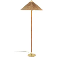 Gubi Stehleuchte 9602, Messing/Rattan, Bambus-Schirm