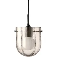 Gubi Hängeleuchte Seine, Messing antik, Glas rauchgrau