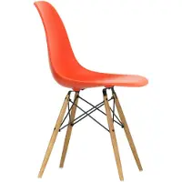 Vitra Stuhl Eames Plastic Side Chair RE 46.5x83x55 cm poppy red rot, Gestell: eichefarbig, Designer Charles & Ray Eames