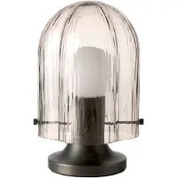 Gubi Tischleuchte Seine, Messing antik, Glas rauchgrau