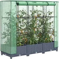 vidaXL Hochbeet mit Gewächshausabdeckung Rattanoptik 120x40x123 cm