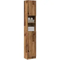 vidaXL Badschrank Altholz-Optik 32x25,5x190 cm Holzwerkstoff