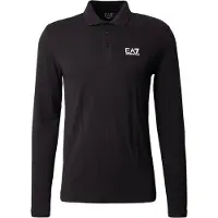 EA7 für Herren. 8NPF15_PJVQZ Core Identity Langarm-Poloshirt aus schwarzer Stretch-Baumwolle (3XL), Lässig