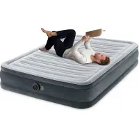 Intex Komfortables Luftbett 2-Personen 137x191x33 cm, Integrierte Elektrische Pumpe, FiberTech-Technologie, Grau