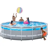Intex Frame Pool 488 x 122 cm | Rundpool ohne Zubehör mit offiziellem Sicherheitskit
