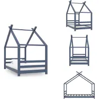 vidaXL Kinder-Bettgestell Grau Massivholz Kiefer 80x160 cm - Baby- & Kleinkinderbetten
