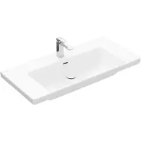 Villeroy & Boch Subway 3.0 Schrankwaschtisch, 1 Hahnloch, mit Überlauf, ungeschliffen, 1000x470mm, 4A70A5R1, Farbe: Weiß CeramicPlus