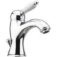 Sapho KIRKÉ WHITE Waschtischarmatur mit Ablauf, weißer Hebel, Chrom