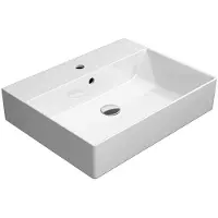 Sapho GSI Kube X – Waschtisch, 600 x 470 mm, mit 1 Ausschnitt für den Wasserhahn, Extraglasur, weiß, Artikelnummer: 9431111