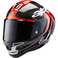 Alpinestars Supertech R10 Element Schwarz Carbon Bright Rot Weiß Glossy Integralhelm Größe XS