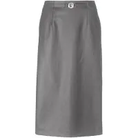 Goldner Midirock "Klassischer Schurwoll-Schlupfrock", Damen, Gr. 40, grau (silbergrau, melange), Obermaterial: 52% Schurwolle WV. 46% Polyester PES. 2% Elasthan EL., normal, Röcke Midirock, Ohne