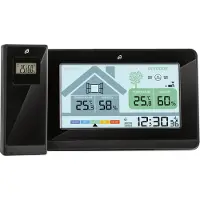 Auriol Funk-Wetterstation Uhr Zeit Wecker Temperatur Luft Farbe-Display Schwarz NEU