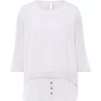 HEINE Klassische Bluse "2-in-1-Bluse Blusenshirt in 2-in-1-Optik mit Netz-Einsätzen", Damen, Gr. 40, weiß, Web, Stoff, , Modisch, Rundhals, Blusen Klassische Bluse