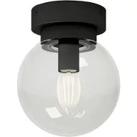 LUCANDE Deckenleuchte Badolo, schwarz, Glas, Ø 15 cm, IP44