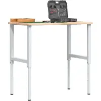 vidaXL Werkbank 100x60x(71,5-98) cm Massivholz Eiche Rechteckig