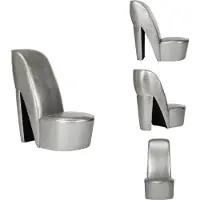 vidaXL Stuhl in Stöckelschuh-Form Silbern Kunstleder - Sessel