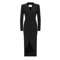 Nicowa Abendkleid "MICIMA", Damen, Gr. 40, N-Gr, schwarz, Obermaterial: 96% Polyester PES. 4% Elasthan EL., uni, slim fit, V-Ausschnitt, Kleider Abendkleid, mit Taillen-Raffung