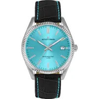 Jacques Lemans Quarzuhr "Derby", schwarz (schwarz, hellblau, hellblau), Armbanduhren, Damen, silberfarben, Quarzuhr, Armbanduhr, Damenuhr, analog, Datum, Lederarmband