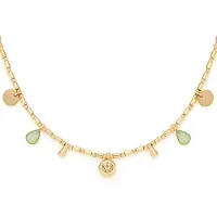 Leonardo Kette mit Anhänger "Halskette Ella", bunt (gelbgoldfarben, kristallweiß, gelb, aquablau), Halsketten, Damen, Edelstahl, L: 50 B: 2mm, Kette mit Anhänger, mit Kristallglas, B:2mm