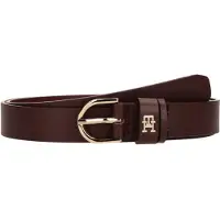 Tommy Hilfiger Ledergürtel "ESSENTIAL EFFORTLESS 2.5 cm breit GOLD", Damen, Gr. 125, oxblood, Rindsleder, Gürtel Ledergürtel, Logoemblem, weiche Haptik, ovale Einfachdornschließe