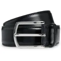 BOSS Ledergürtel "Claus-Tx-St_Sz35", Herren, Gr. 85, schwarz (schwarz 001), Leder, unifarben, Gürtel Ledergürtel, mit Logo-Gravur am Verschluss