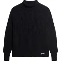 Superdry für Damen. W6110502A Essential Marineblauer Rippenstrickpullover (M), Lässig, Acryl, Langarm