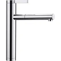 BLANCO Küchenarmatur "LINEE-S", grau (chrom), B:4,6cm H:28,1cm T:24,8cm, Messing, Armaturen, Küchenarmatur, Hochdruck, mit ausziehbarem Auslauf