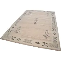 Theko Wollteppich "Royal Berber" Gr. 31, beige (creme), B:90cm H:18mm L:160cm, Schurwolle, Teppiche, Wollteppich, Berber Optik, gemustert, reine Wolle, mit Bordüre, auch in rund