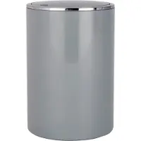 Wenko Mülleimer "Inca", grau (grau, chromfarben), B:18,5cm H:25,5cm T:18,5cm Ø:18,5cm, Kunststoff, Mülleimer, Mülleimer, mit Schwingdeckel, 5 Liter