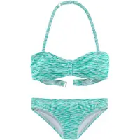 Venice beach Bandeau-Bikini , Jungen, Gr. 122/128, N-Gr, grün (mint, weiß), Polyamid, Melange-Effekt, Bikini-Sets Bandeau-Bikini, regulierbares Top, seitliche Stäbchen, Topseller