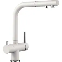 BLANCO FONTAS-S II, Messing SILGRANIT-Look, silgranitweiß, Hochdruck, Standard, Weiß, Messing, Hebelgriffe, Doppel, Typ L
