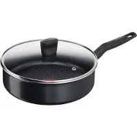 Tefal Schmorpfanne "Start'Easy", schwarz, B:25,4cm H:9,1cm L:42cm Ø:24cm, Pfannen, Schmorpfanne, Thermo-Signal-Temperaturanzeiger, Induktion, Ø 24 cm