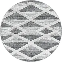 Adana Carpets Teppich Skandinavisch Rund - Pitea Lines Grau Creme Ø 160 cm