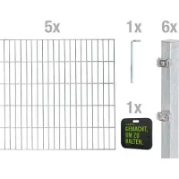 Alberts 691431 Doppelstabmattenzaun, Höhe 140 cm, Länge 10 m, Zaun-Komplettset zum Einbetonieren, feuerverzinkt