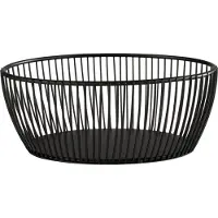 Aps "SVART" Brot- und Obstkorb, Höhe: 8 cm, Eleganter und dekorativer Aufbewahrungskorb für verschiedene Lebensmittel, 1 Korb, Farbe: schwarz