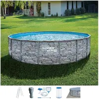 Summer Waves Elite Frame Pool Aufstellpool rund Komplettset Steinoptik Ø 549x132 cm