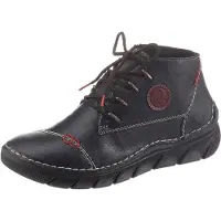 Rieker Schnürboots , Damen, Gr. 40, blau (nachtblau), Lederimitat, Schuhe Schnürboots, mit aufwändigen Kontrastnähten