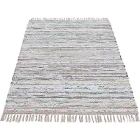 Carpetfine Teppich "Kelim Chindi, Wendeteppich", rechteckig, 6 mm Höhe, handgewebt, Fleckerlteppich mit Fransen, auch vielen in Läufergrößen