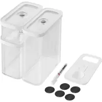 Zwilling Vakuumbehälter "CUBE Set M", weiß (transparent, weiß), B:46cm H:25,5cm L:49cm, Kunststoff, Lebensmittelaufbewahrungsbehälter, Vakuumbehälter, modulare, stapelbare Aufbewahrungsboxen
