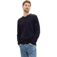 Tom Tailor V-Ausschnitt-Pullover mit kleiner Logo-Stickerei