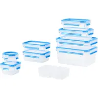 EMSA Clip & Close 9er Set, N10317, Set, Rechteckig, 6,2 l, Blau, Transparent, 150 ml, 200 ml